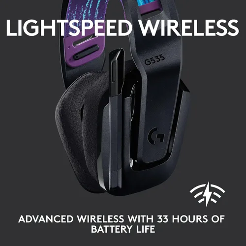 Vista 2 de Logitech G 535 Lightspeed - Auriculares inalámbricos para juegos, ligeros en la oreja, micrófono abatible para silenciar, estéreo, compatible