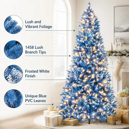 Vista 5 de Árbol de Navidad artificial preiluminado de 8 pies con 420 luces LED
