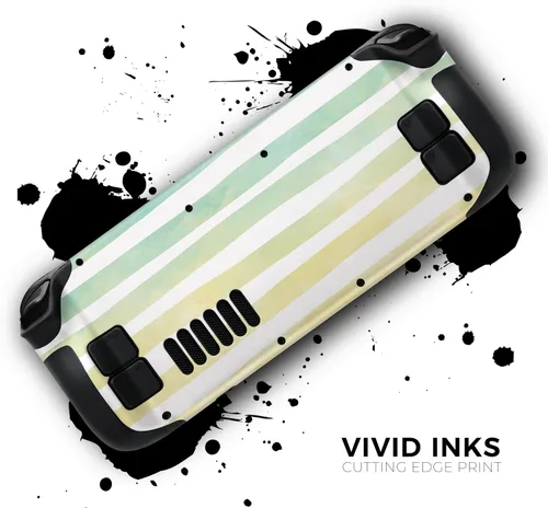 Vista 3 de Design Skinz - Compatible con Steam Deck - Calcomanía protectora de vinilo extraíble resistente a los arañazos - Rayas degradadas de acuarela verde