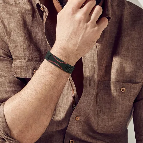 Vista 2 de VNOX Béisbol fútbol fútbol americano regalos de baloncesto para hombres y niños pulsera de béisbol personalizada con cita de inspiración grabada