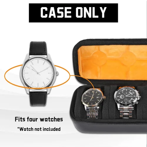Vista 6 de VIJIGIA Fundas de viaje para relojes, fundas de viaje para hombres y mujeres, 4 ranuras para reloj, caja organizadora de almacenamiento