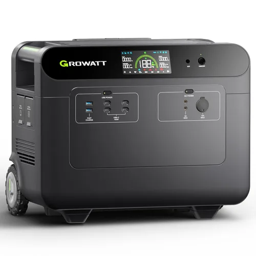 Vista 9 de GROWATT HELIOS 3600 Estación de energía portátil, batería LFP de 3600 Wh, expandible a salida de CA de 240 V/7200 W, hasta 36 kWh, generador