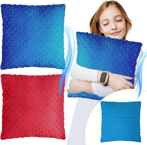 Vista 10 de Kigley Paquete de 2 Almohadas Vibratorias Sensoriales para Niños y Adultos Activadas por Presión 12 x 12 Masaje con Protuberancias de Estimulación