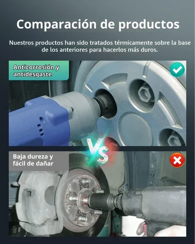 Vista 5 de SCITOO Juego de dados de impacto de tuerca de eje de husillo profundo de 1/2 ", 9 piezas de 1.142-1.496 in, 6 puntos de transmisión hexagonal