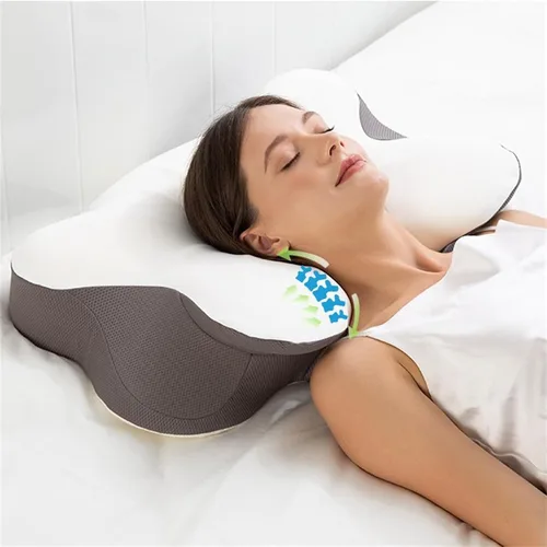 Vista 5 de Almohada cervical para el cuello para aliviar el dolor, almohadas ergonómicas de espuma viscoelástica de tamaño Queen para dormir de lado y espalda