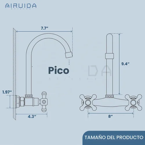 Vista 6 de Airuida Grifo de fregadero de cocina de montaje en pared de latón antiguo