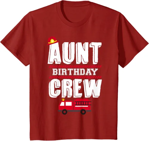 Vista 74 de Aunt Birthday Crew Fire Truck Fireman - Camiseta para fiesta de acogida, Negro, S