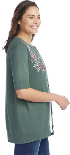 Vista 4 de Woman Within Cárdigan de manga larga con codo perfecto para mujer de talla grande