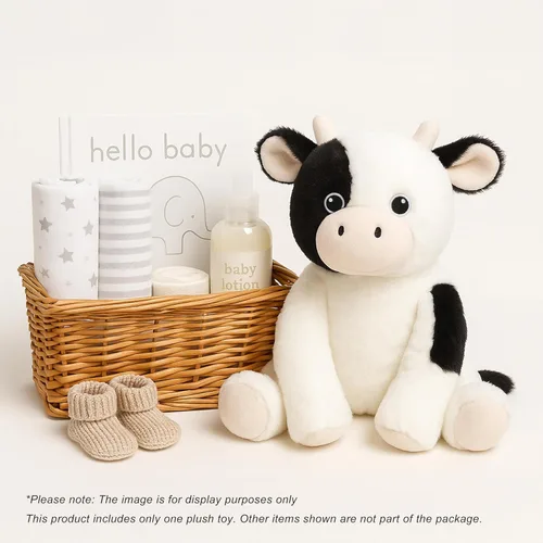 Vista 6 de WEIGEDU Juguete de peluche de vaca lechera floppy – 15.7 pulgadas suave y tierno vaca animal de peluche con ojos bordados, perfecto para niños