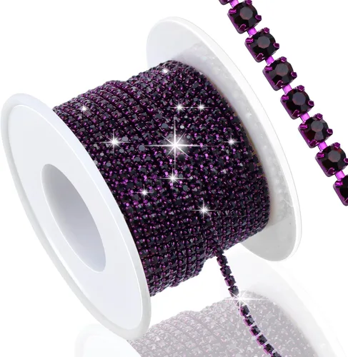 Vista 27 de Dowarm Cadena de cierre de diamantes de imitación de cristal de 10 yardas de 0.079 pulgadas para coser Crocs zapatos, ropa, vasos, cadena de Azul