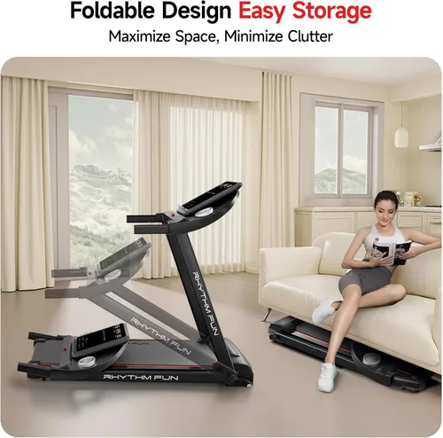 Vista 13 de RHYTHM FUN 8.0 MPH Treadmills for Home, Running Walking Pad Treadmill with Incline up to 8%, Foldable Treadmill with Handle Bar, Low Noise Walking