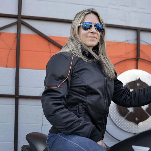 Vista 6 de Chaqueta de motociclista Milwaukee Leather MPL2764 para mujer, estilo de competición, con capucha, negra, de concha suave y blindada
