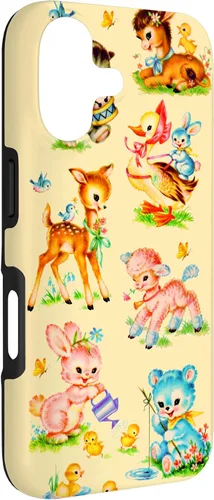 Vista 3 de Vintage Baby Animals Nursery 50's Retro Yellow Case for iPhone 17