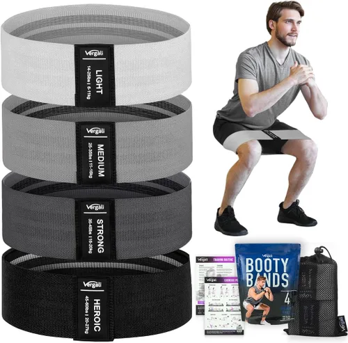 Vista 11 de Bandas de resistencia para entrenar con guía de bandas de entrenamiento. 4 bandas de entrenamiento para mujeres y hombres, bandas elásticas de tela
