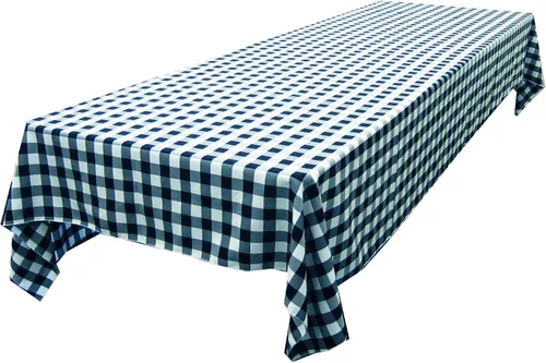 Vista 41 de LA Linen Mantel rectangular de poliéster Gingham a cuadros 60 por 84 pulgadas, blanco y verde oscuro