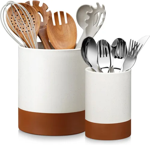Vista 13 de MALACASA Portautensilios, Portautensilios de Cocina de Cerámica de 5.5", Recipiente para Utensilios de Cocina para Encimera, Organizador