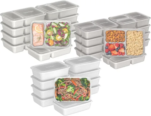 Vista 12 de Bentgo Prep Kit de preparación de comidas de 60 piezas, recipientes de alimentos reutilizables PFAS y sin BPA, 1 compartimento, 2 compartimentos y 3