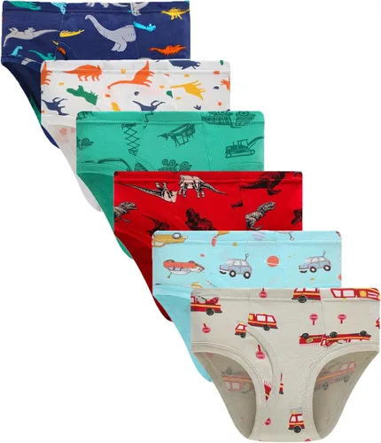 Vista 16 de Boboking - Calzoncillos 100% de algodón, para niños pequeños, ropa interior suave, con diseño de dinosaurios y de camiones