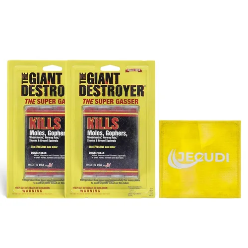 Vista 6 de Bomba de Humo Fumigante Giant Destroyer – para Roedores y para Tuzas, Topos, Marmotas y Ratas – Paquete Individual (4 Tubos) + Toalla Jecudi