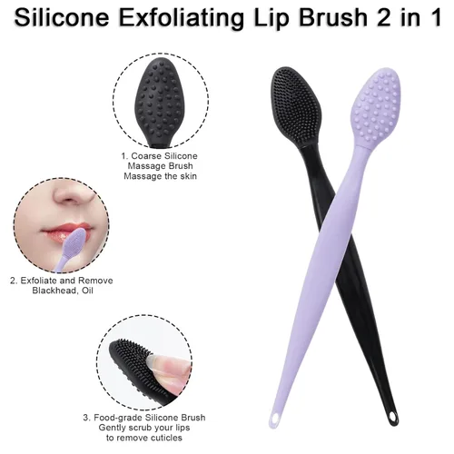 Vista 3 de Cepillo exfoliante de labios de silicona de doble cara, herramienta exfoliante de labios de silicona suave, removedor de puntos negros