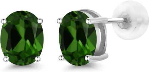 Vista 120 de Gem Stone King Aretes de oro de 14 quilates con piedra natal ovalada de 0.315 x 0.236 in Aretes de oro para mujer