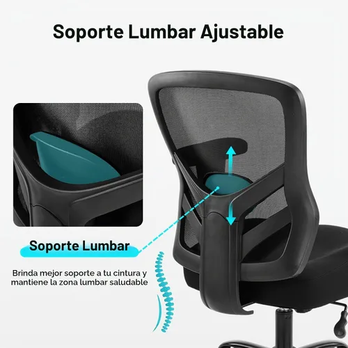 Vista 5 de YFO Silla ergonómica de oficina, silla de escritorio de malla para Negro