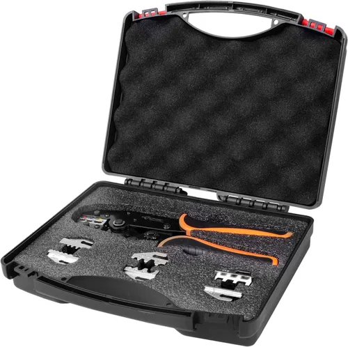 Vista 7 de KF CPTEC Kit de herramientas de engaste de alambre de trinquete de 5 piezas con mandíbulas de cambio rápido para conectores termorretráctiles