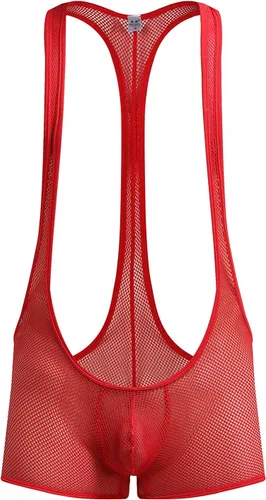 Vista 9 de Body tipo bóxer de malla para hombre, ropa interior para lucha libre Negro