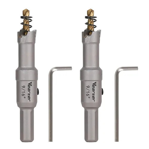 Vista 18 de Sierra perforadora de carburo de 1-1/2 pulgadas (1.496 in) para metal duro, cortador de agujeros con punta de carburo de tungsteno con broca piloto