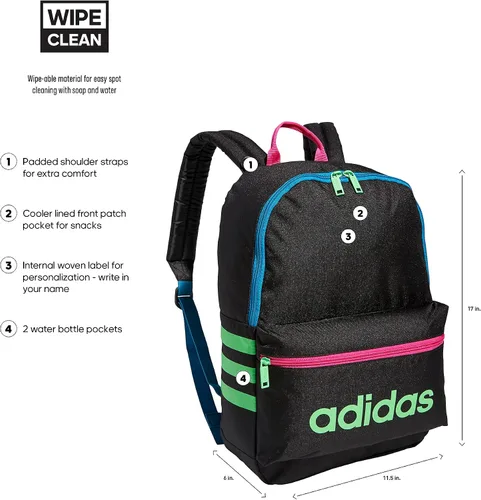 Vista 2 de adidas Classic 3S Backpack BlackScreaming Green One