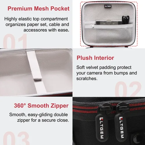 Vista 4 de LTGEM - Funda de impresora portátil compatible con Canon Selphy CP1500/CP1300 impresora fotográfica compacta, bolsa de almacenamiento de viaje