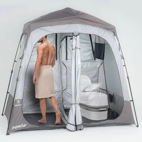 Vista 13 de Porayhut Camping Shower Tent Deluxe Changing Room Easy Set Up Privacy Shelter,Large Toilet Tent with Floor Drain Design for Beach, Camping,Hiking