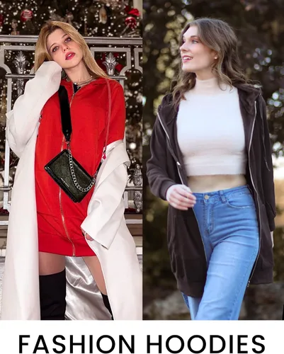 Vista 3 de Zeagoo - Sudadera con capucha y cremallera para mujer estilo informal con bolsillos de vellón larga
