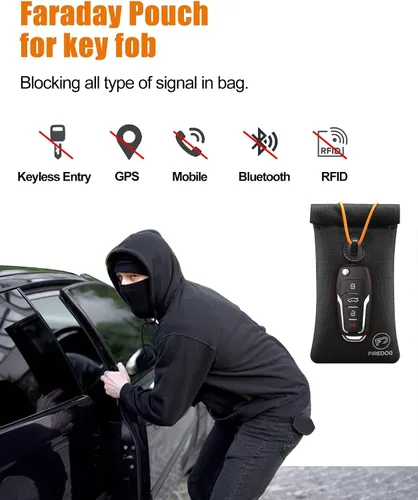 Vista 3 de FIREDOG Faraday Pouch for Car Keys and Smartphone, Key Signal Blocking Bag, Cell Phone Keyless Entry Fob Signal Blocking Bag