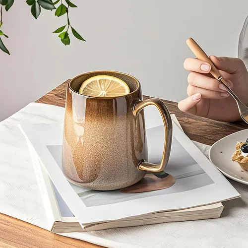 Vista 5 de Taza de café grande de cerámica de 24 onzas con asa, taza de café vintage, taza de té extra grande para oficina y hogar, apta para lavavajillas