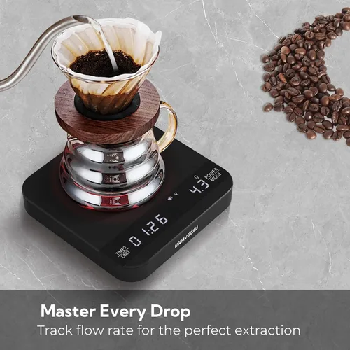 Vista 6 de Báscula de café con temporización automática, mini báscula recargable de espresso con temporizador, báscula de alta precisión de 2kg/0.1g