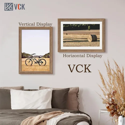 Vista 301 de VCK Marcos para póster de madera maciza de 22.375 x 34 pulgadas, marco de fotos A1 negro con montaje en pared, paquete de 3