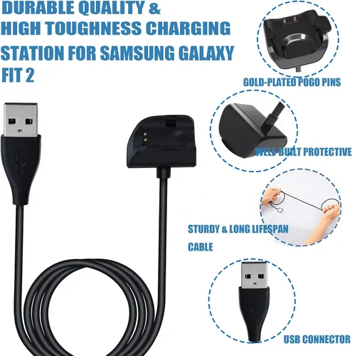 Vista 4 de Cargador compatible con Samsung Galaxy Fit 2, cable de carga USB de repuesto, adaptador de accesorios para Samsung Galaxy Fit 2