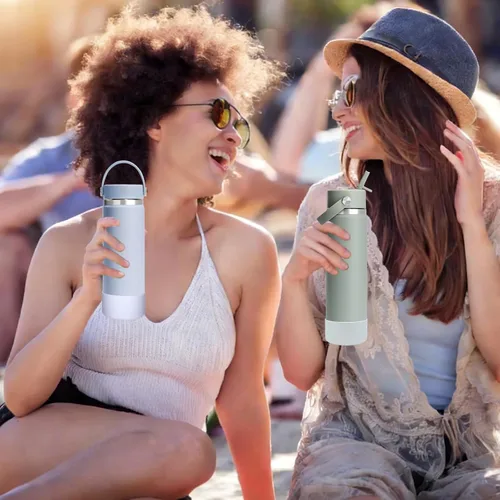 Vista 5 de HEYSKAY Funda Protectora de Silicona para Botellas de Agua Hydro Flask de Boca Ancha de 12oz 16oz 18oz 21oz 24oz Protector de Fondo y Otras Botellas