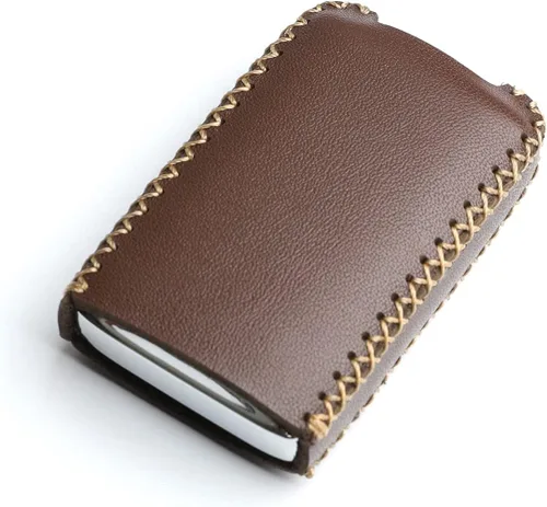 Vista 3 de Funda de cuero para Mazda 3 Hatchback CX-5 CX-30 CX-9, llavero inteligente de 4 botones, con cadena (Marrón)