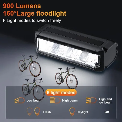Vista 3 de WSDCAM Juego de luces para bicicleta con alarma de bocina de bicicleta, luz trasera de bicicleta con control remoto con señales de giro y luz