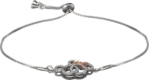 Vista 4 de Disney Mickey and Minnie Mouse Lariat Bracelet, Sterling Silver