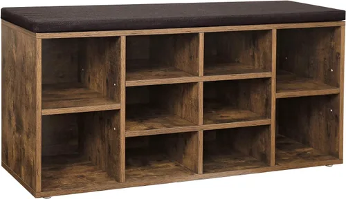 Vista 10 de VASAGLE - Colección CUSTOS - Banco para zapatos, banco de almacenamiento con asiento acolchado, banco de entrada con 9 compartimentos