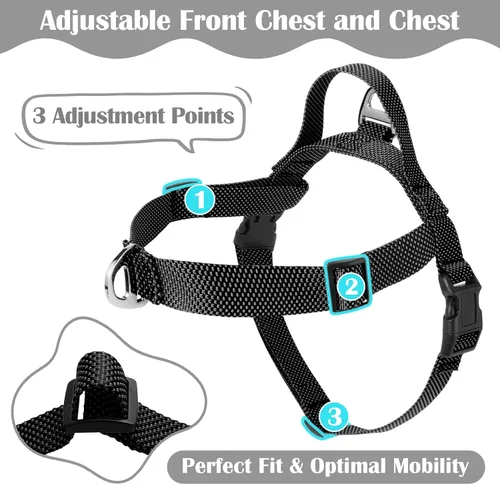 Vista 2 de Annchwool Arnés para perro sin tirones con clip frontal y asa de fácil control, arnés ajustable para el vientre y el pecho y correa para perros