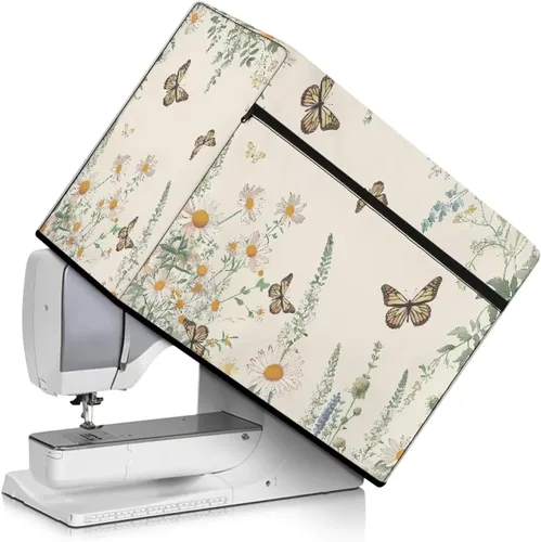 Vista 11 de Funda para máquina de coser de girasoles de otoño con prácticos bolsillos, cubierta protectora duradera acolchada contra el polvo, accesorios