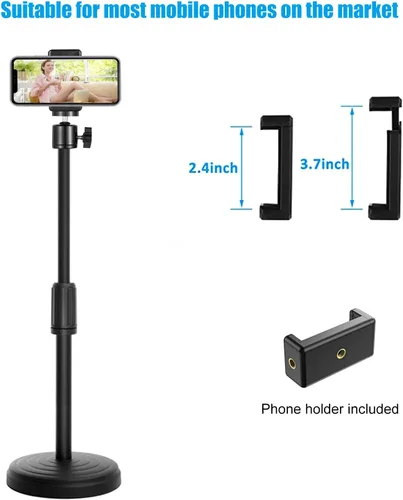 Vista 5 de Webcam Stand for Desk, 12.5 Inch Webcam Tripod Computer Camera Stand Webcam Mount with Phone Holder Desktop Web Cam Mount for Logitech C920 C922
