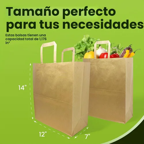 Vista 3 de Reli. Bolsas de papel con asas Paquete de 100 unidades a granel