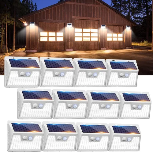Vista 10 de Peasur Luces Solares para Exteriores con Sensor de Movimiento, 140 LED Luz Solar Alimentada por Energía Solar para Cerca Impermeable, 3 Modos