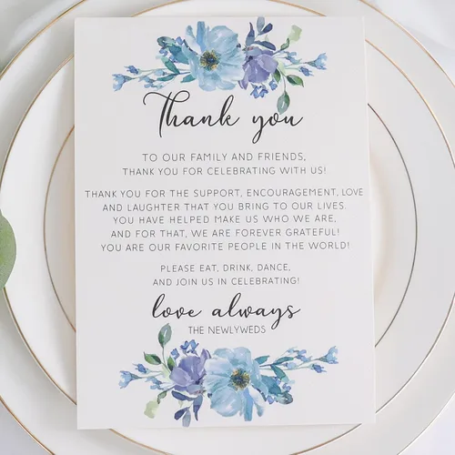 Vista 15 de HUIHUANG Tarjetas de agradecimiento de boda, 50 tarjetas de lugar para colocar la mesa, tarjetas de lugar para recuerdos de boda, recepciones Floral