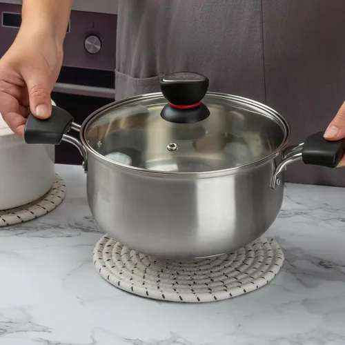 Vista 3 de Salvamanteles para platos calientes, ollas y sartenes, almohadillas calientes resistentes al calor, 5 piezas de 8 pulgadas, salvamanteles, soportes